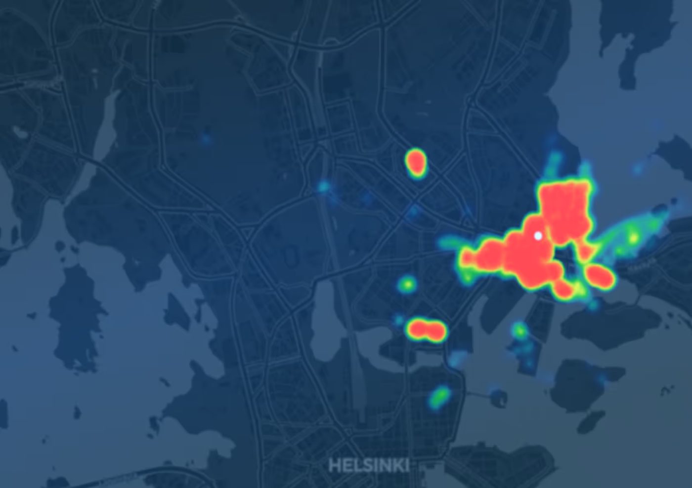 Heat map of drone flights over a city